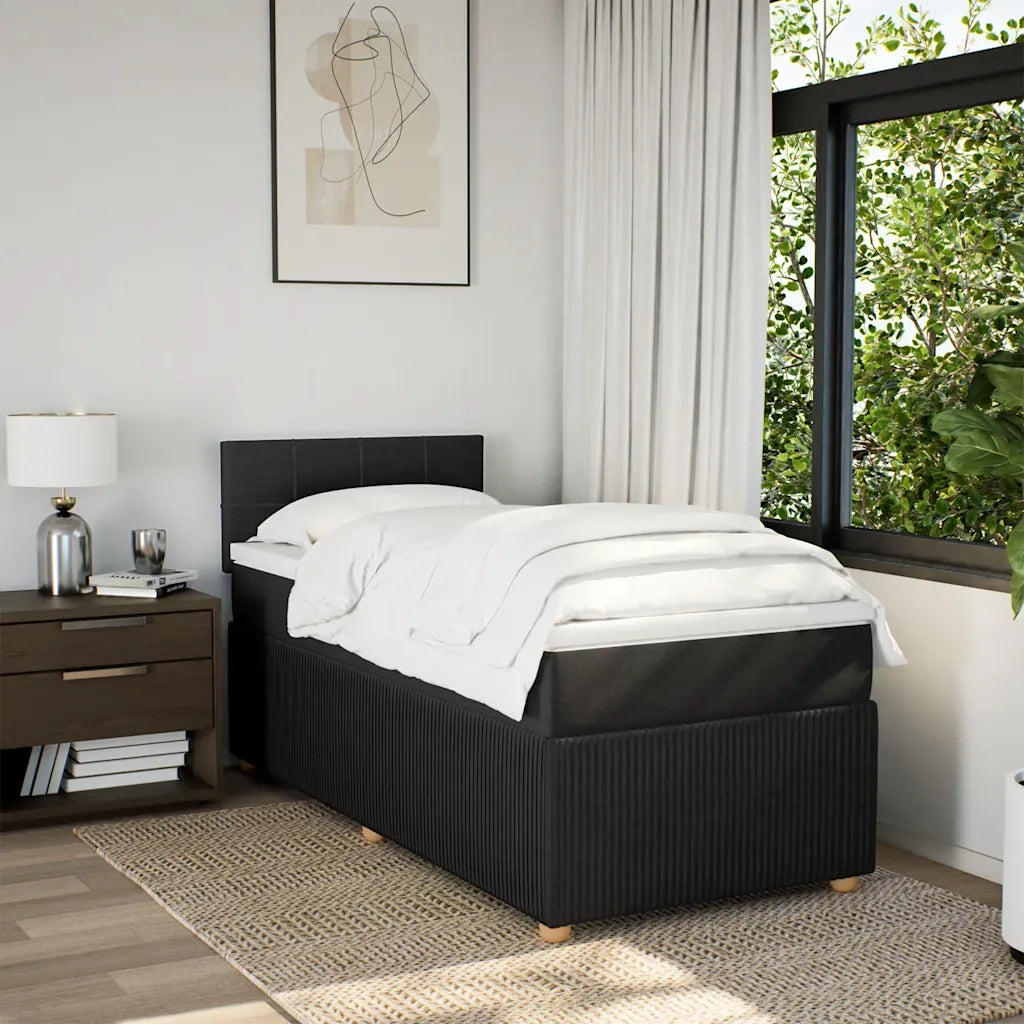 Giroletto a Molle con Materasso Nero 90x200 cm in Tessuto
