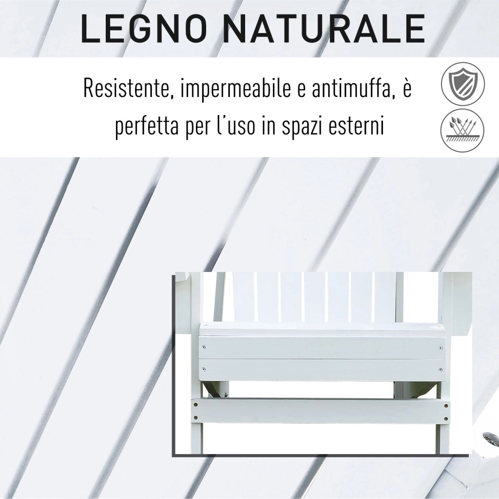EasyComfort Sedia da Giardino Adirondack in Legno Bianco, Con Porta Bicchieri, Impermeabile e Anti-Muffa, 97x72.5x93cm