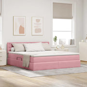 Letto con contenitore e LED con led Rosa 180 x 200 cm Velluto 3371534