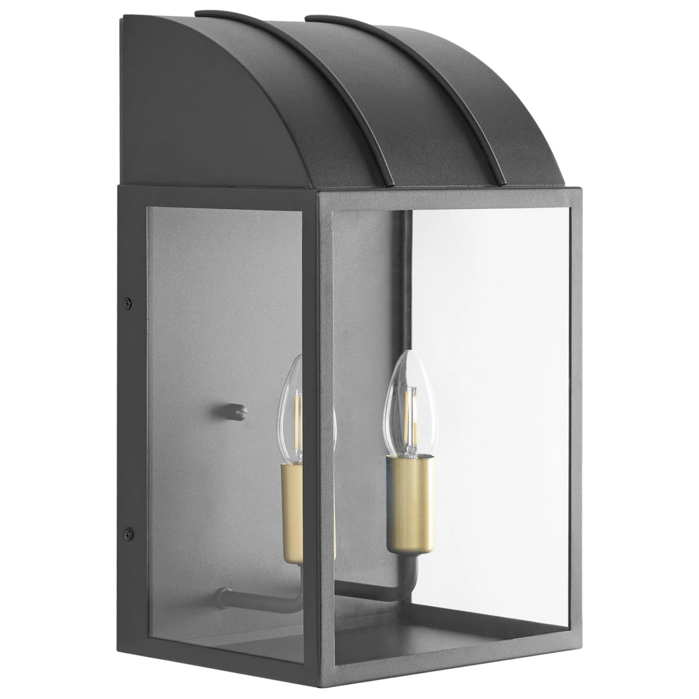 Set di 2 lampade da parete per esterni in metallo nero, stile tradizionale, per porta d'ingresso e veranda