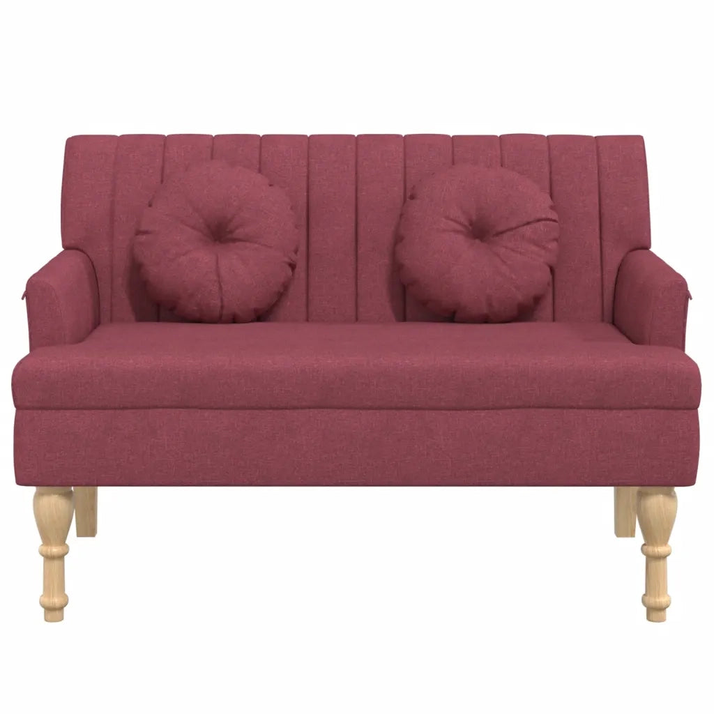 Panca con Cuscini Rosso Vino 113x64,5x75,5 cm in Tessuto 372137