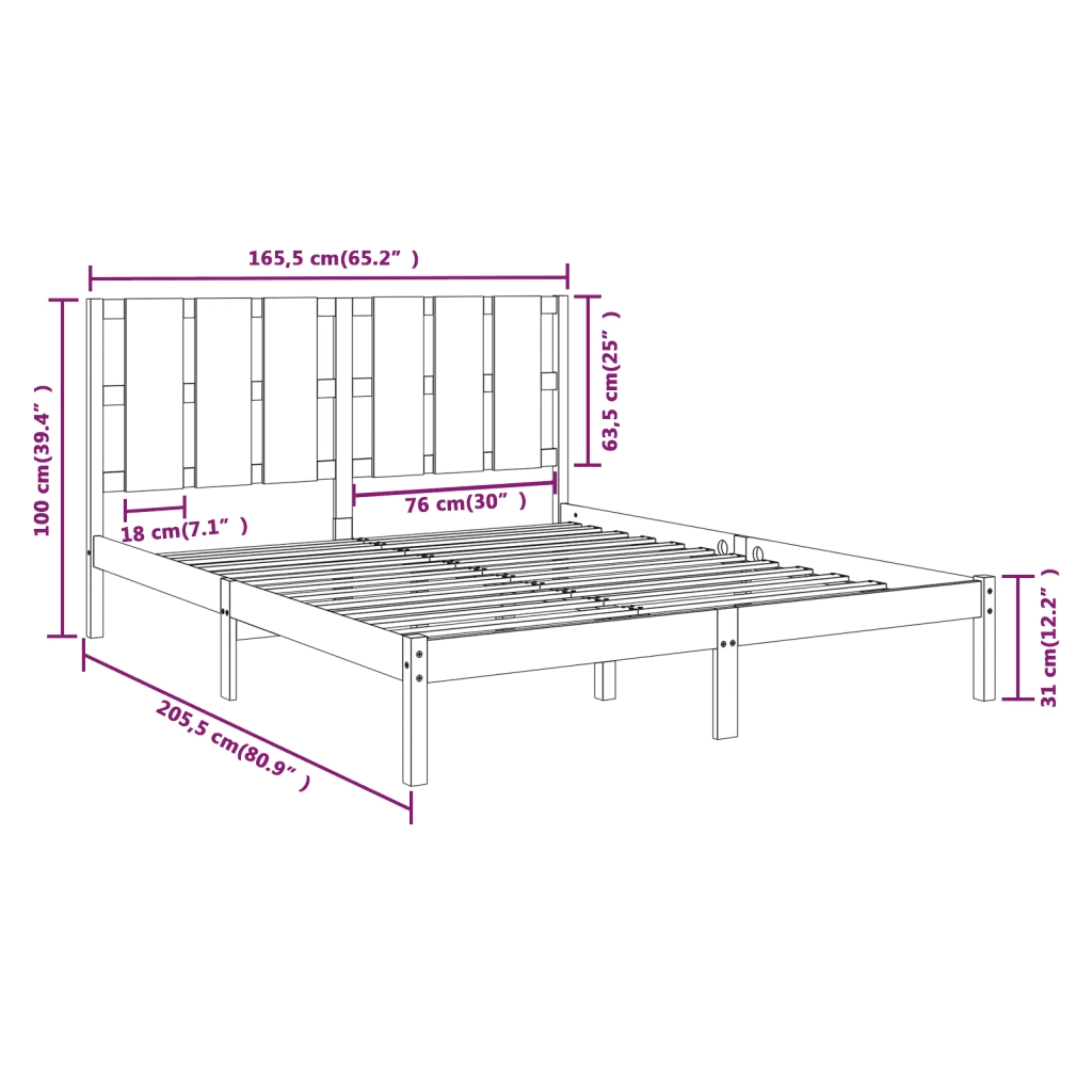 Giroletto-Struttura Letto in Legno Massello di Pino 160x200 cm 812688