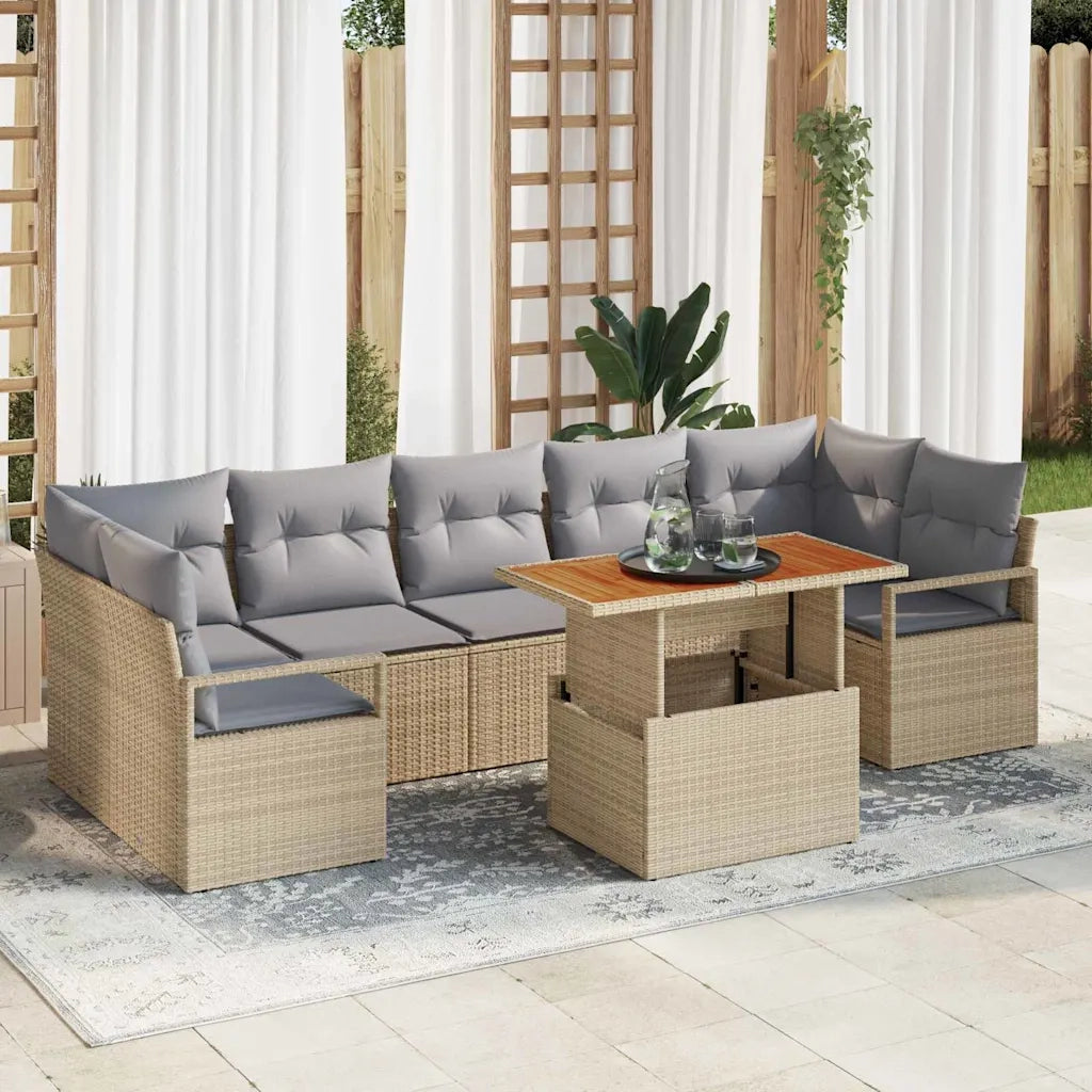 Set Divano da Giardino 8 pcs Beige Poly Rattan 3358415