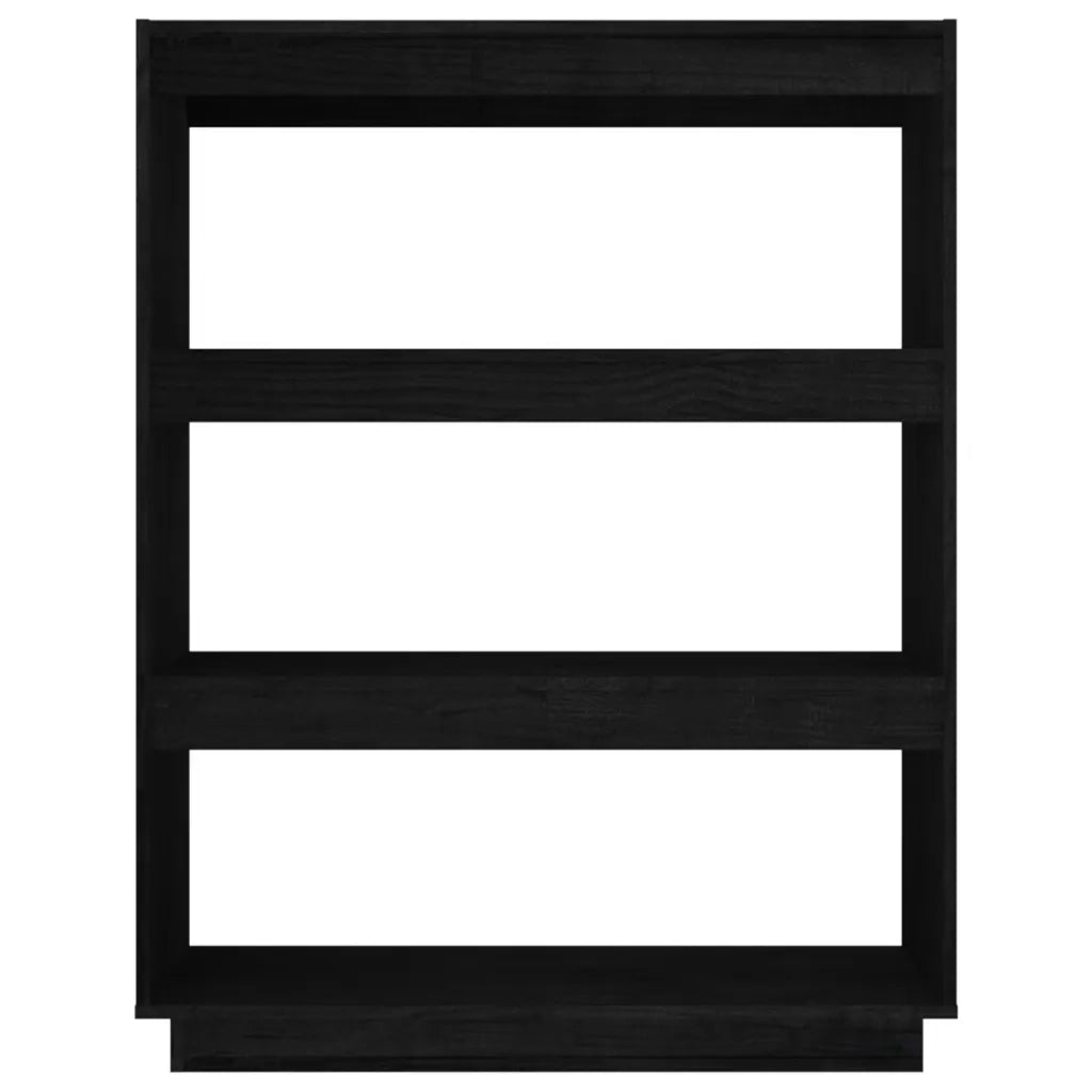 Libreria/Divisorio Nero 80x35x103 cm in Legno Massello di Pino 810888