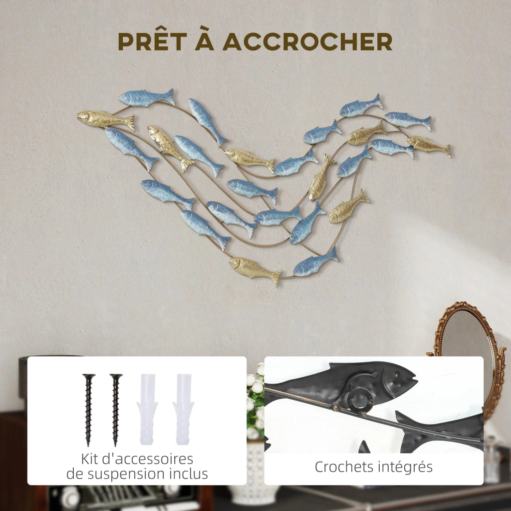 Quadro Scultura Murale Pesce Moderno ¨C zephmum ¨C Blu Chiaro 100x50 cm