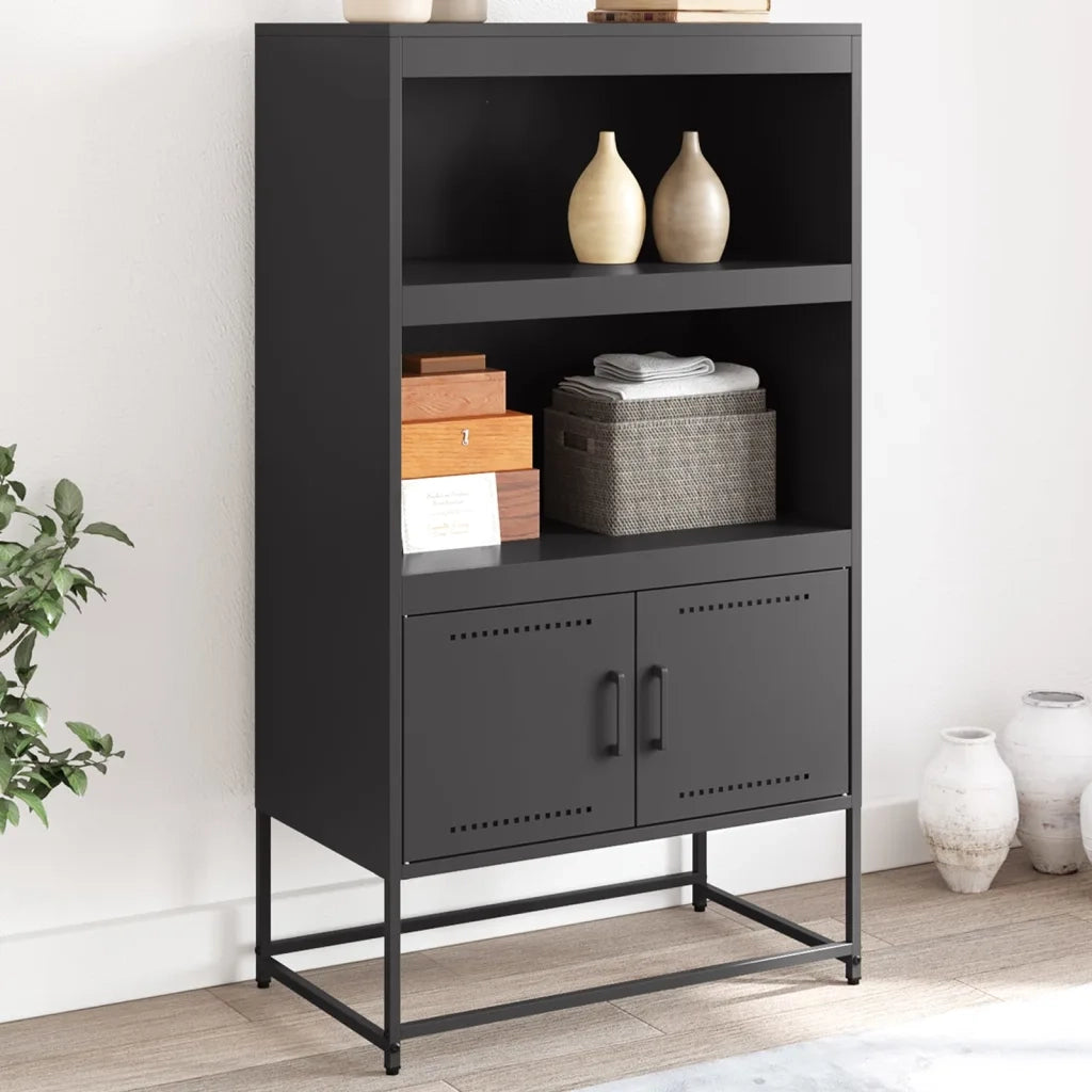 Credenza | Madia | Buffet da pranzo | Armadio da pranzo Nera 68,5x38,5x123,5 cm in Acciaio