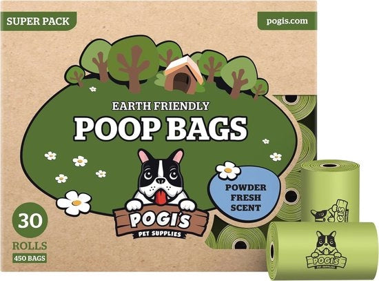 Sacchetti per escrementi canini - 30 Rotoli parfumati (450 Sacchetti) - Ecologico e Potente