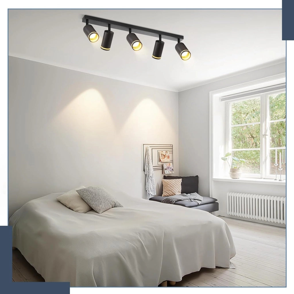 ZMH Faretto da soffitto Nero 5 Luci GU10 Orientabile da Interno in Metallo per Corridoio Soggiorno Senza Lampadine