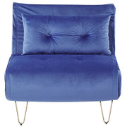 Divano letto piccolo in velluto blu navy 1 posto letto pieghevole senza braccioli con cuscino gambe in metallo dorato glamour