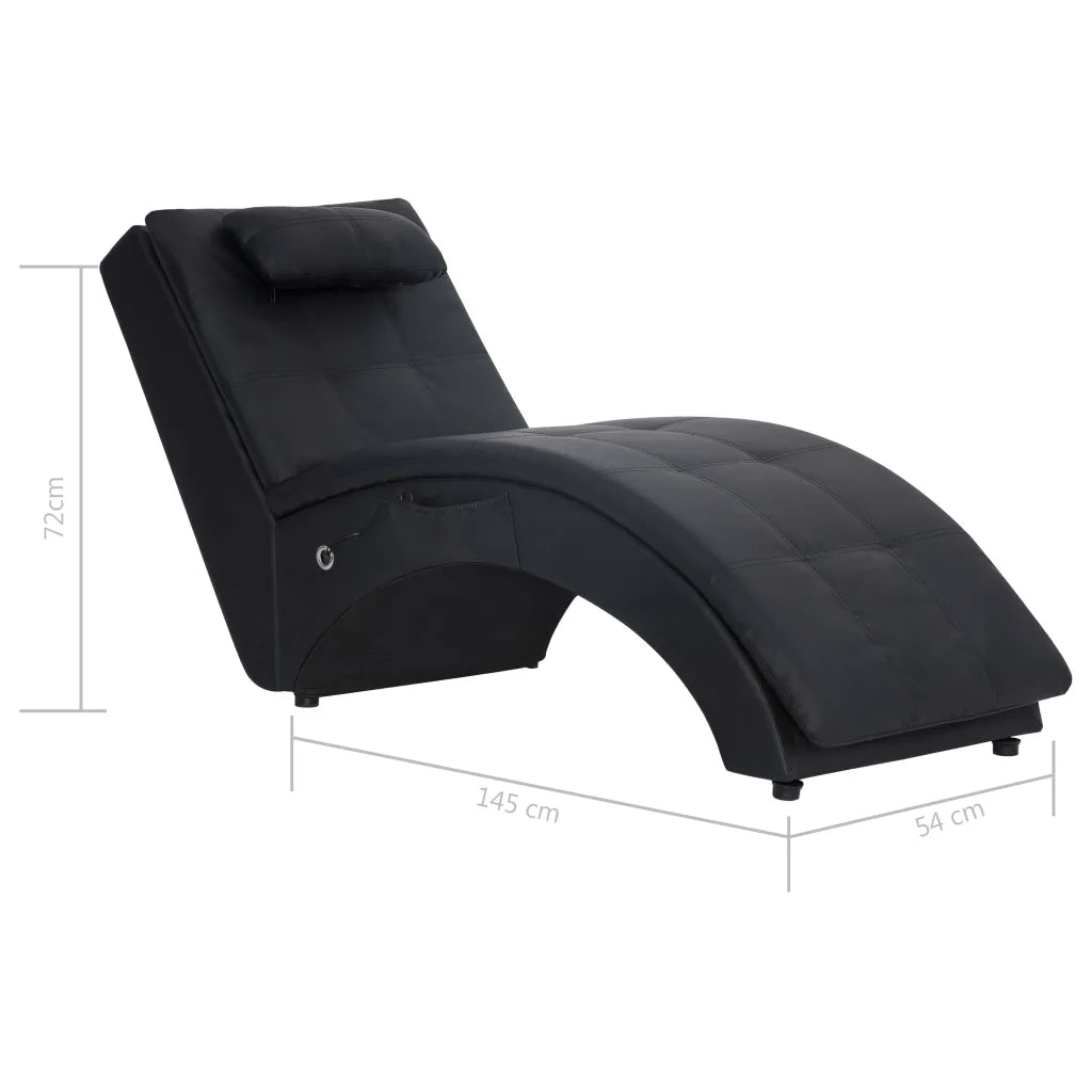 Sdraio Massaggiante con Cuscino Nero in Similpelle CFW3266505