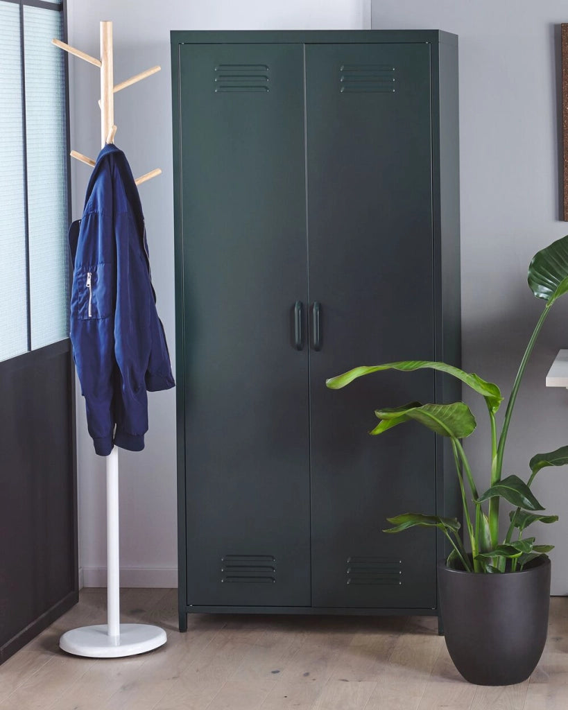 Mobiletto Portaoggetti Home Office Grigio Acciaio 2 Ante 4 Ripiani Design Industriale