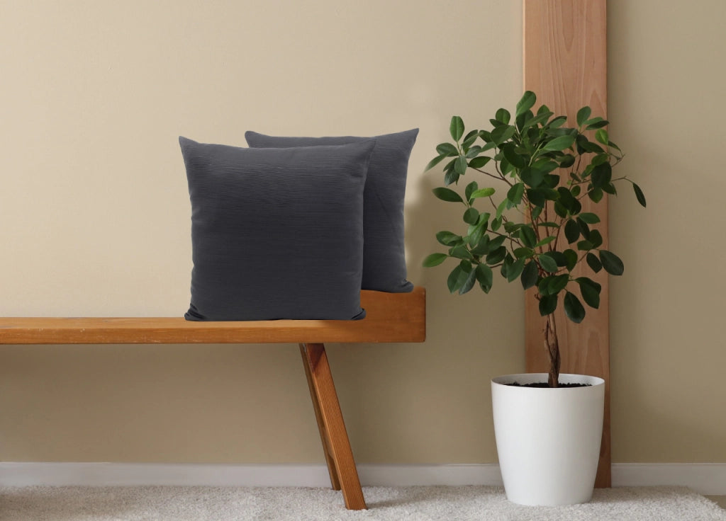 Coppia Cuscini Arredo Imbottiti Tessuto Ottoman In Tinta Unita Colore Grigio 44 - 50x50 - Grigio 44