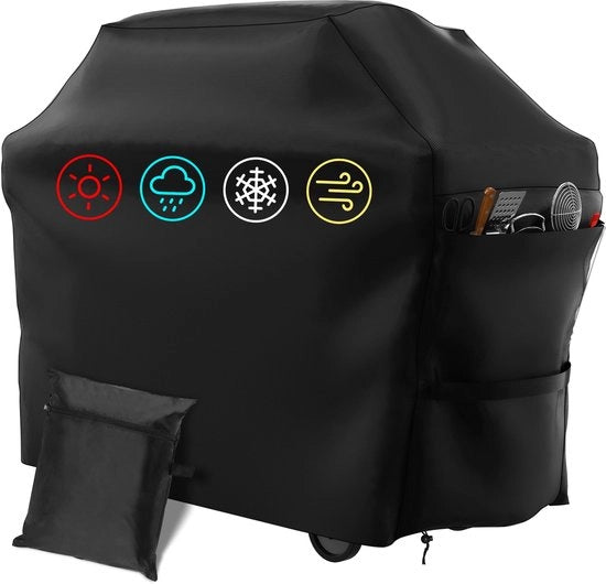 Copri griglia protezione, copri griglia, copri barbecue con cavo di traino e cassetta di stoccaggio, 145 * 61 * 117cm, impermeabile, lavabile, robusto e pesante