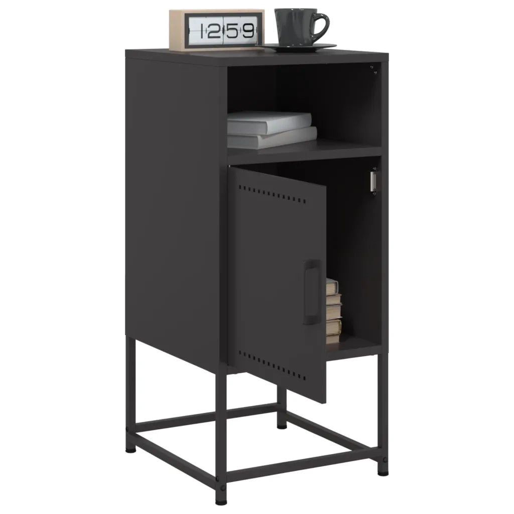 Comodino-Tavolino da notte Nero 36x39x78 cm in Acciaio 654051
