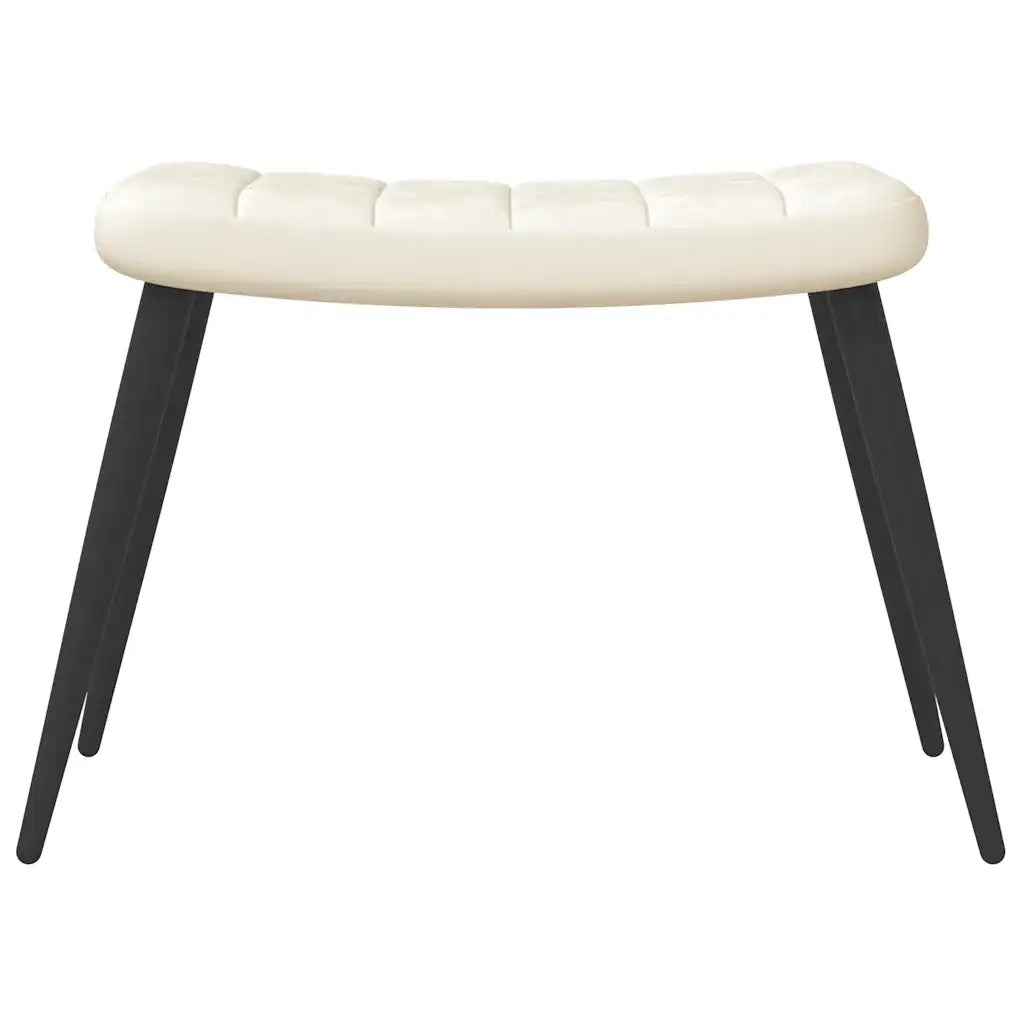 Poltrona Relax | Sedia Relax con Sgabello Bianco Crema in Velluto