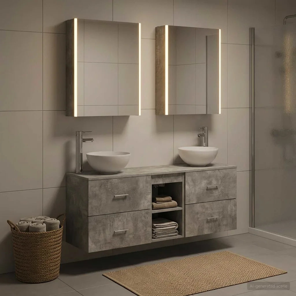 Set di Armadi da Bagno 5 pcs Grigio Cemento 53 x 15,5 x 70 cm 3406690