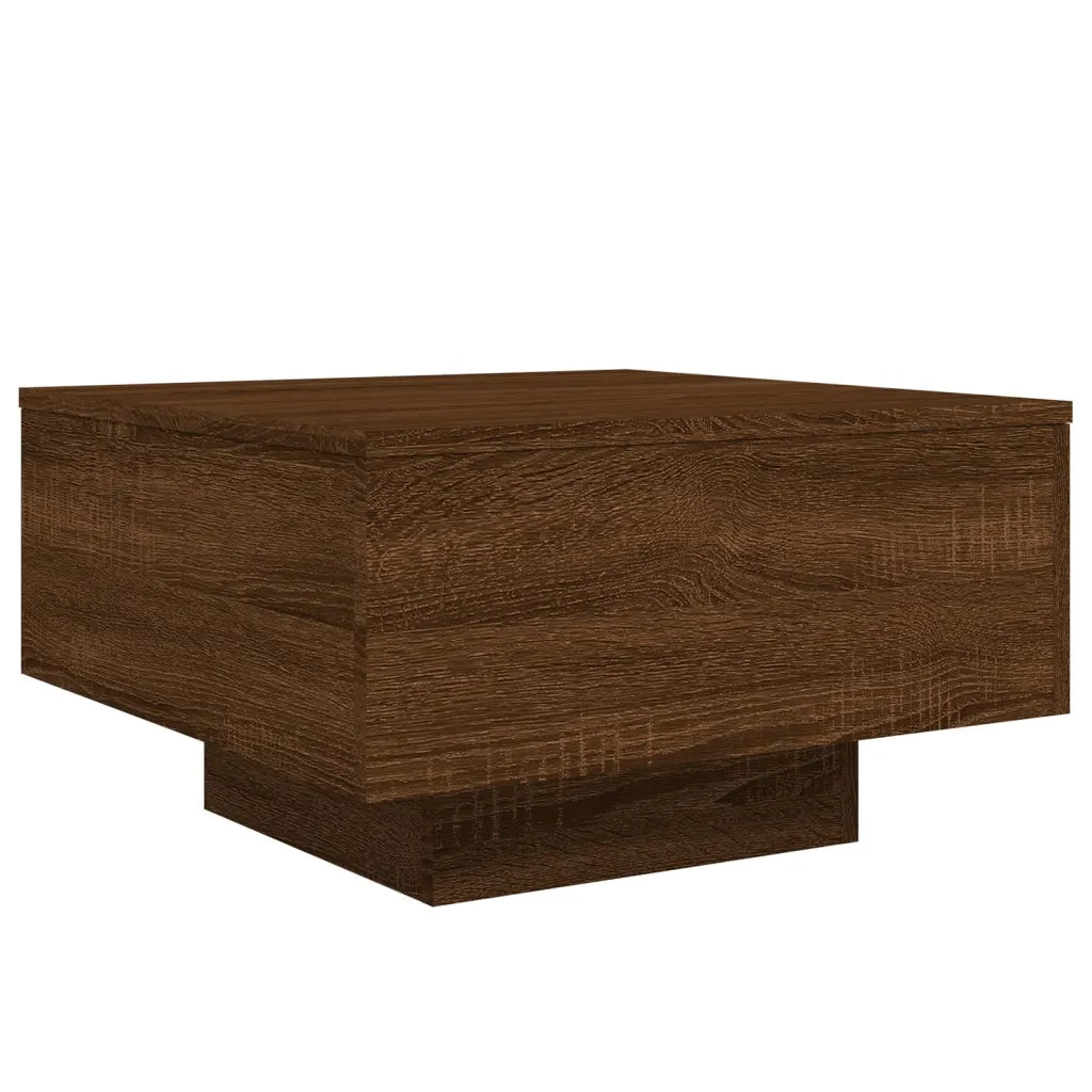Tavolino da Soggiorno con Luci LED Rovere Marrone 55x55x31 cmcod mxl 86074