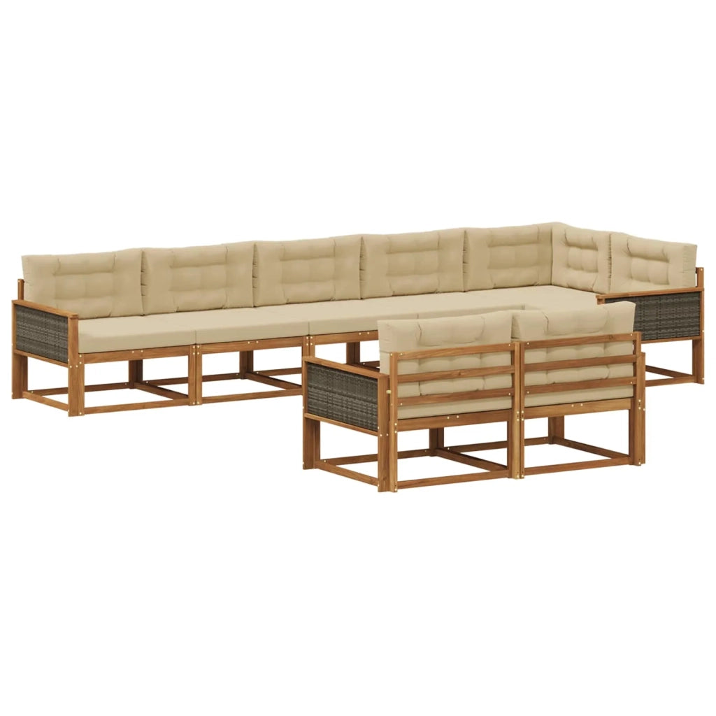 Set di divani da esterno 8 pz Naturale e Beige 3382661
