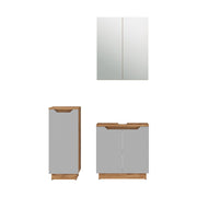 Vicco Set di mobili da bagno Rovere/grigio a righe 3 parti