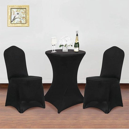 Tavoli con tenda elastica nera - 60 x 110 cm - per bar - per feste di compleanno - set da 3