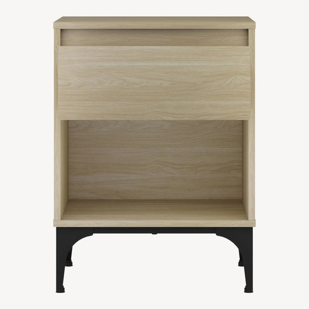 Tavolino Laterale Kistiandi Comodino con Cassetto 62 x 46 x 40 cm - Effetto Rovere Chiaro [en.casa]