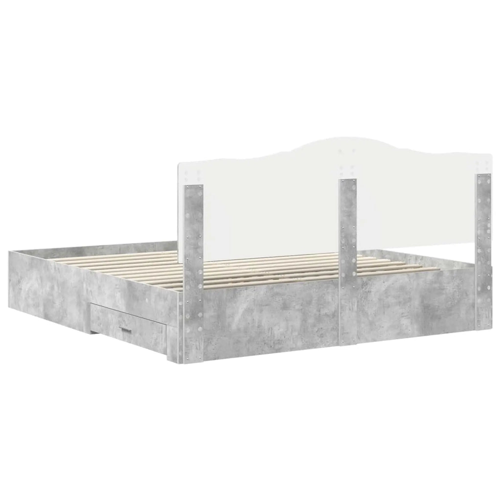 Struttura del letto con testiera Grigio cemento 200 x 200 cm