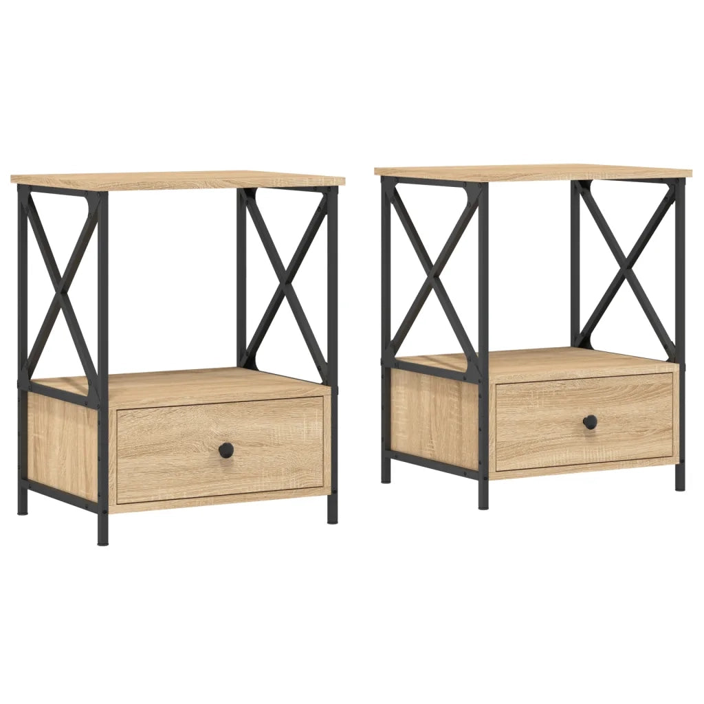 Set di 2 Comodini | Armadio da Notte | Mobiletto da notte Rovere Sonoma 50x41x65 cm in Legno Multistrato