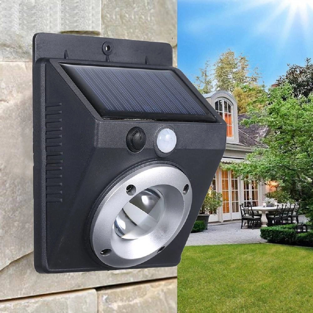 Trade Shop - Faretto Luce Led Cob Pannello Solare Ricaricabile Sensore Di Movimento Pir -