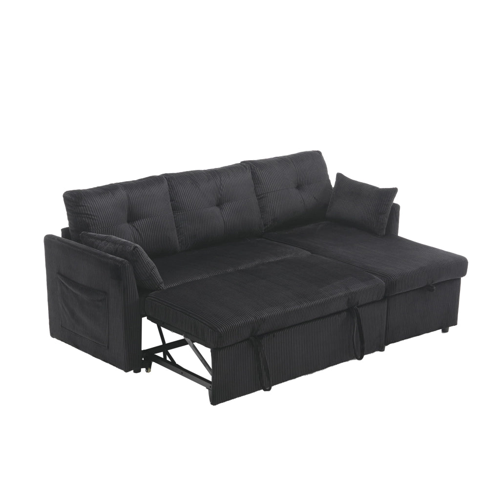 Divano letto modulare con contenitore e sedute intercambiabili 206x108 cm; nero