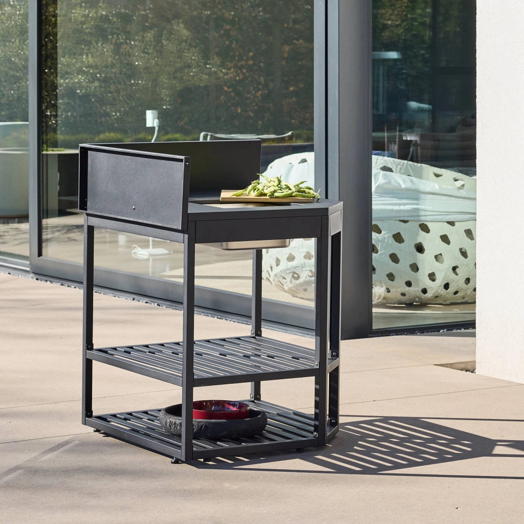 Mobile da esterno in acciaio con accessori 80cm, nero