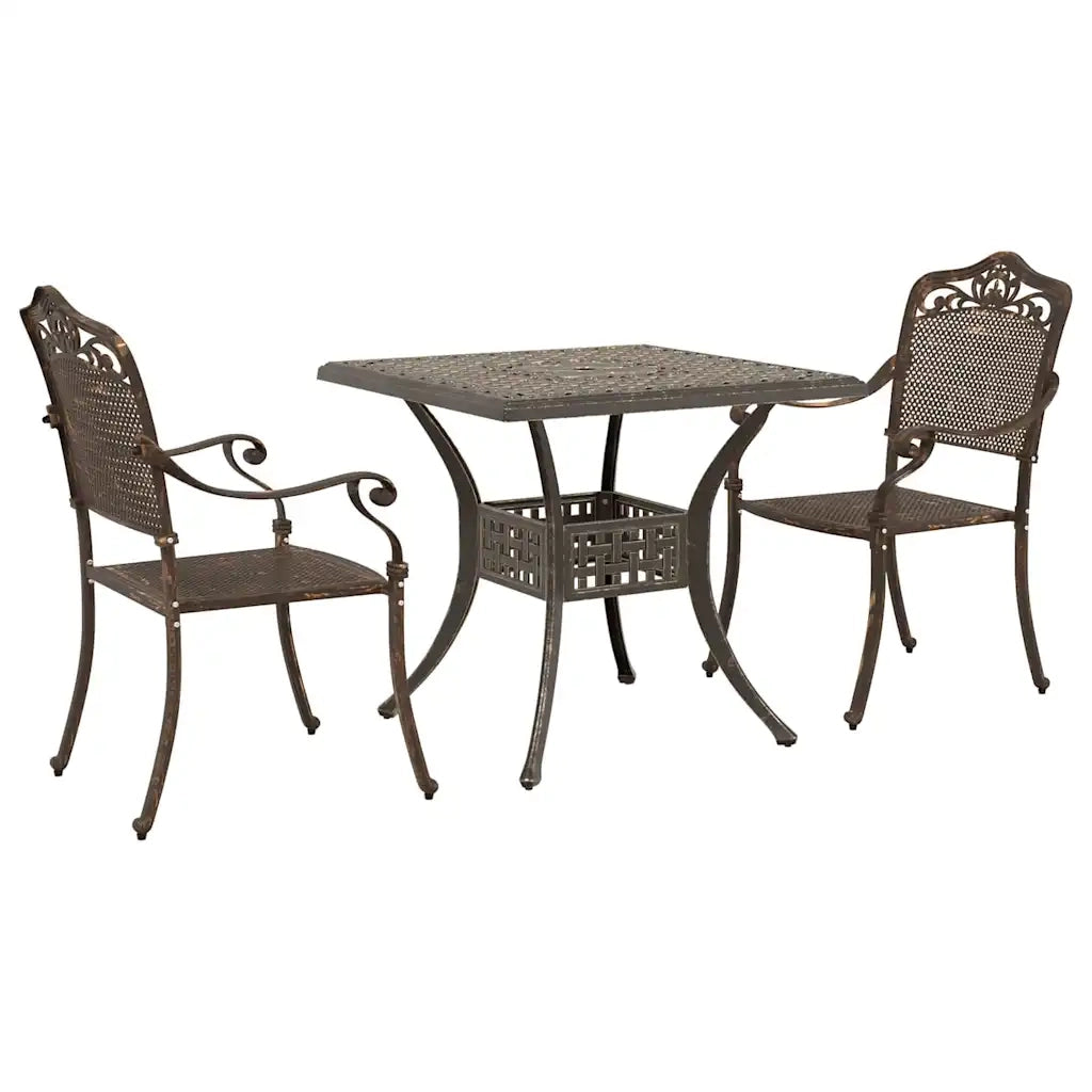 Set di Tavolo da Giardino 3 pcs Bronzo Alluminio pressofuso 3334740