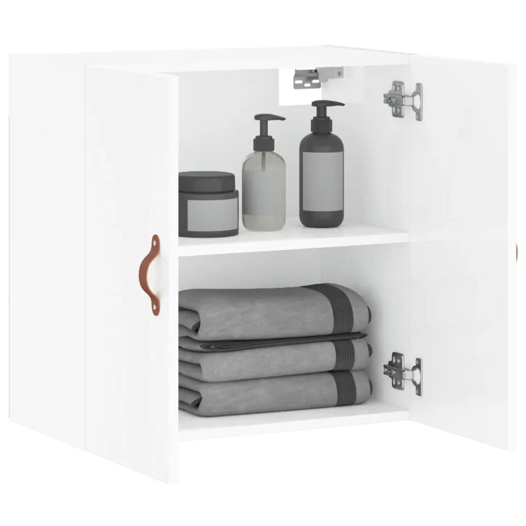 Armadietto a Muro Bianco Lucido 60x31x60 cm Legno Multistrato 829942