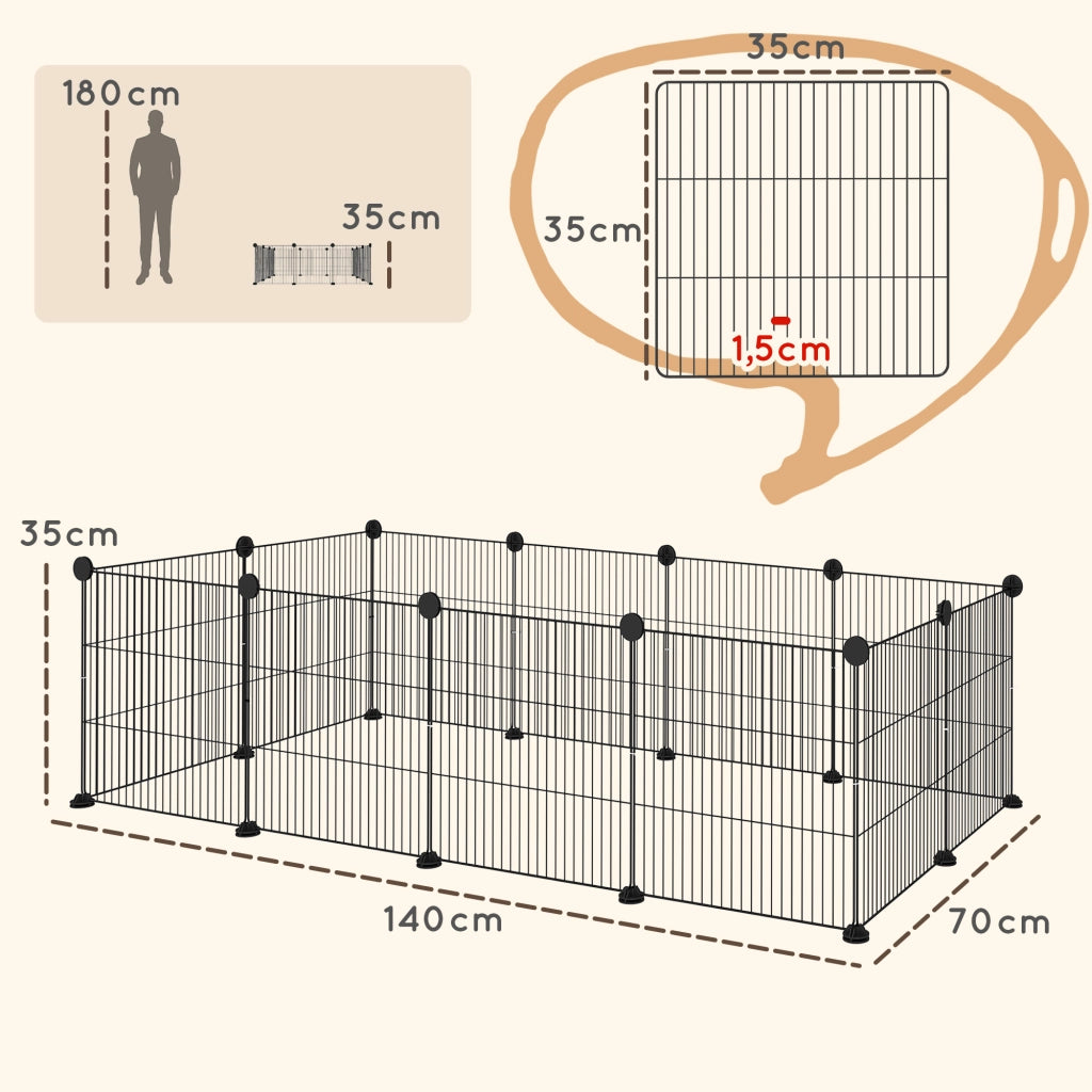 Recinto per animali domestici ¨C zephmum ¨C Nero 140x70x35 cm