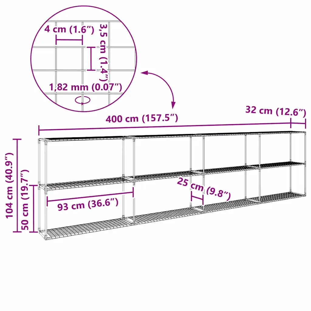 Supporto per piante | Sostegno per piante a 3 livelli Nero 400 x 32 x 104 cm Acciaio