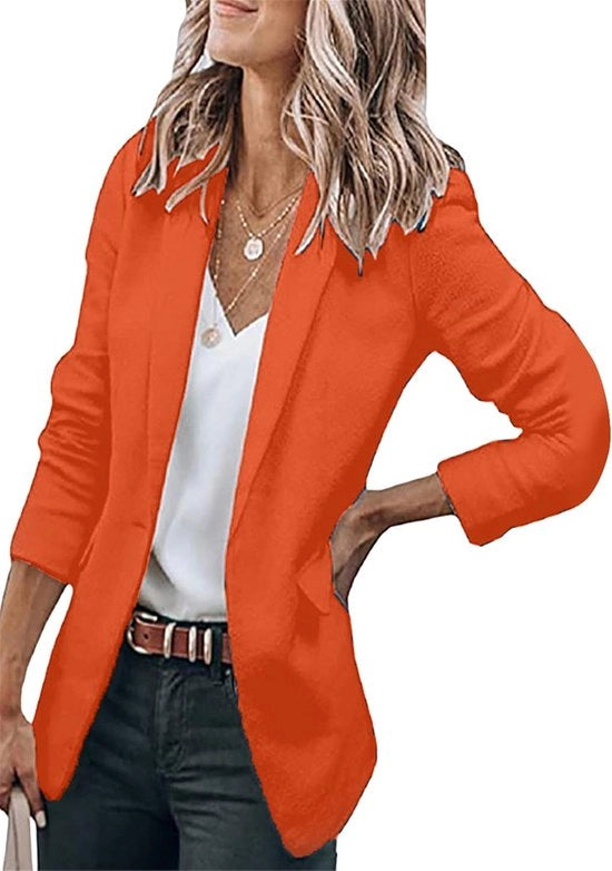 Blazer Donna Trendy con Manica Lunga e Spalla Aperta Oversized per Ufficio