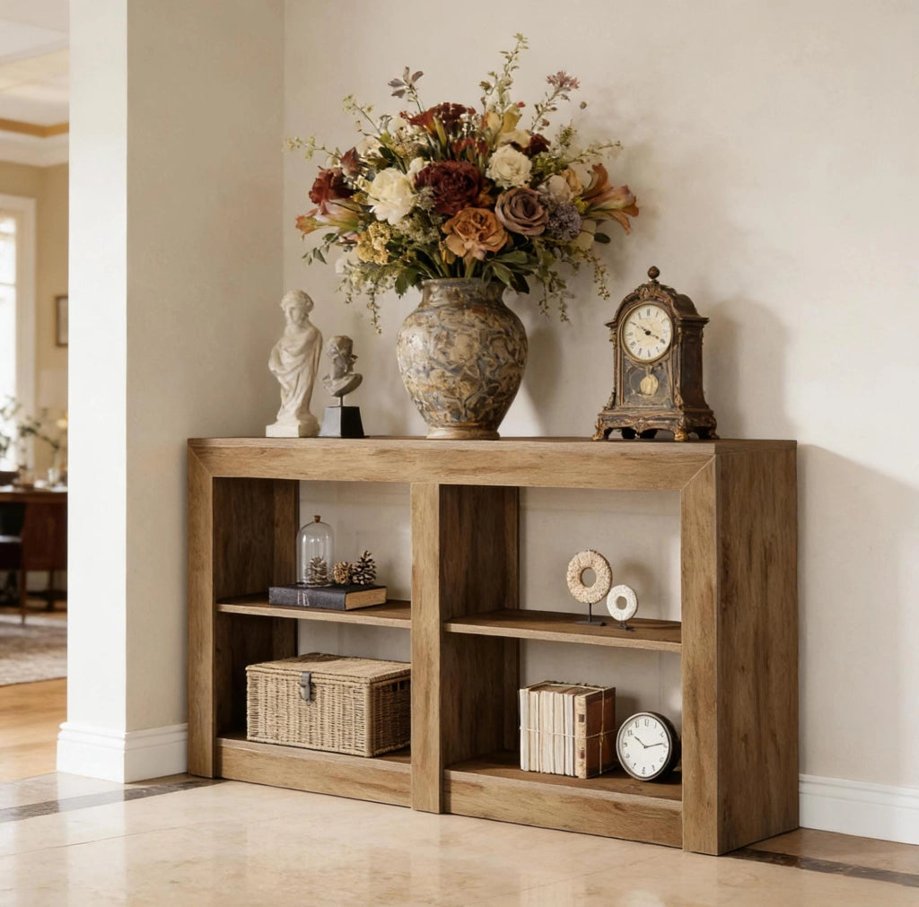 Tavolo consolle 3 ripiani aperti in MDF marrone 150 x 35 x 85 cm