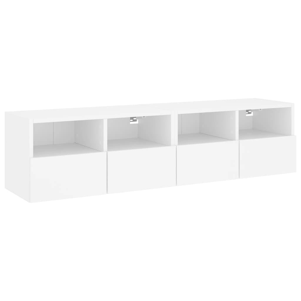 Mobili TV a Parete 2pz Bianchi 60x30x30 cm in Legno Multistratocod mxl 134051