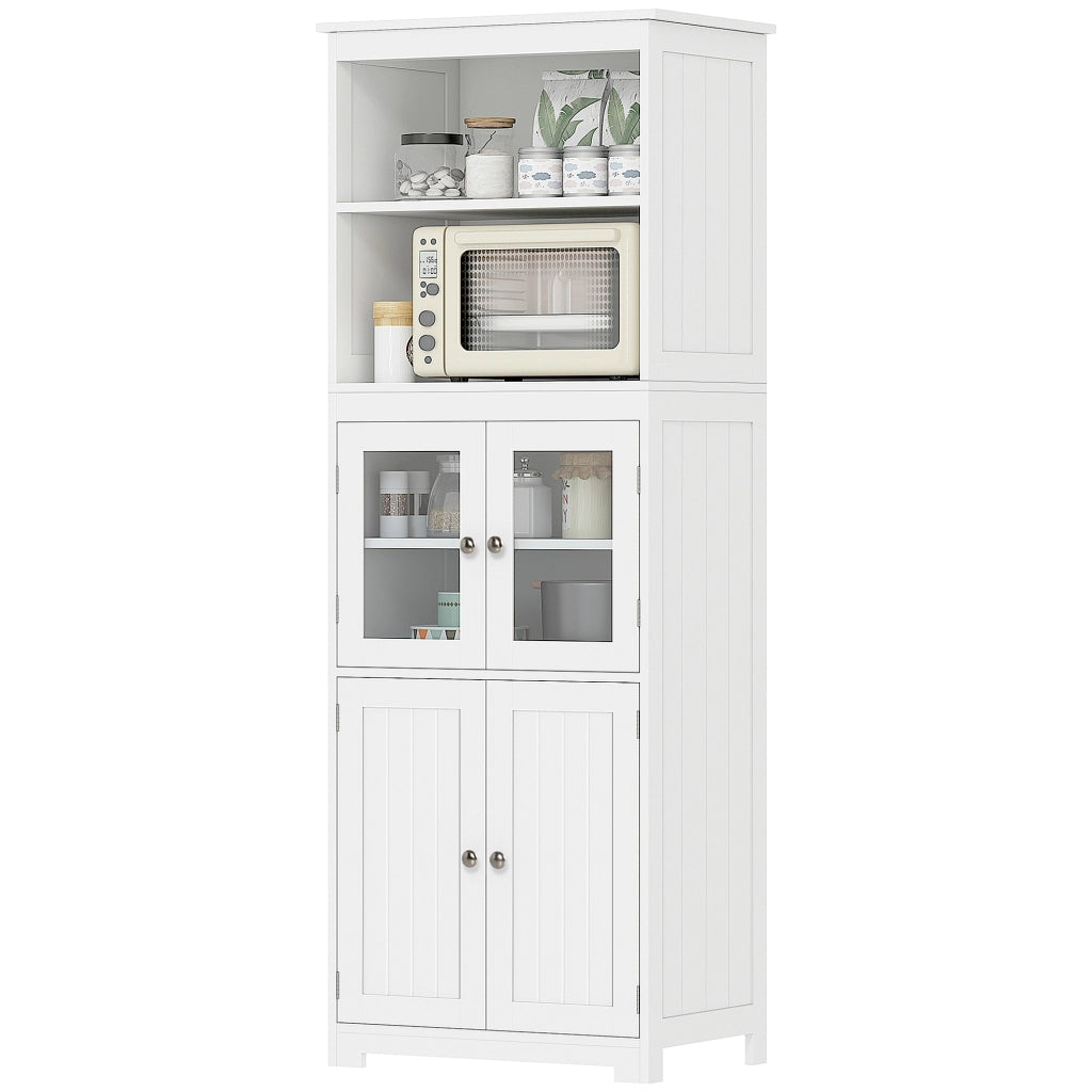 Armadio da Cucina con 4 Ante e Ripiani Aperti ¨C Zephmum ¨C Bianco 60x30x162 cm