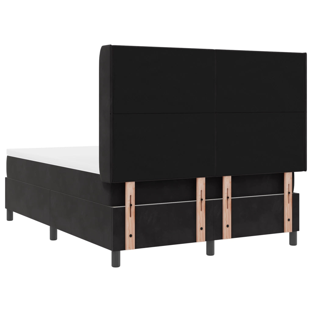 Letto Box Spring  con Materasso Nero 140x200 cm Velluto