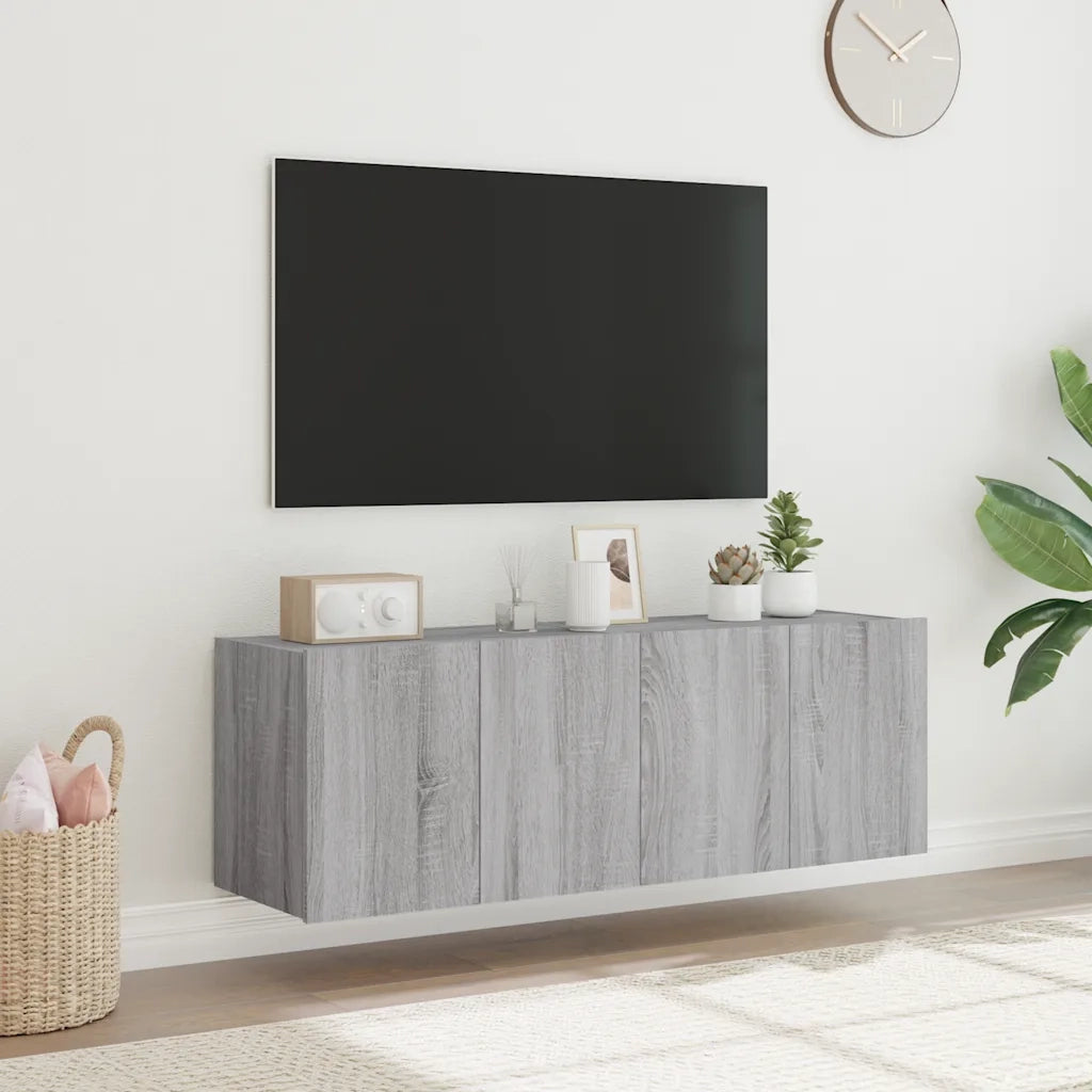 Mobili TV a Parete con Luci LED 2pz-Set di 2 Credenza per TV sospesa Grigio Sonoma 60x35x41 cm