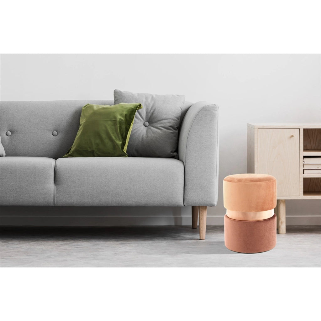 Pouf contenitore Gipsy in velluto terracotta e rosa
