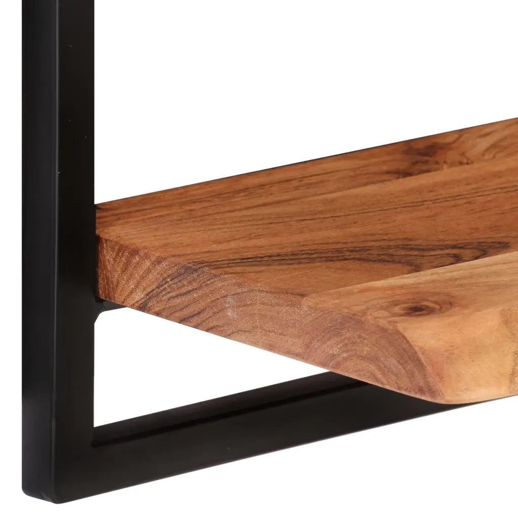 2 pz Mensole Parete | Mensola sospesa 60x25x35 cm Legno Massello Acacia e Acciaio