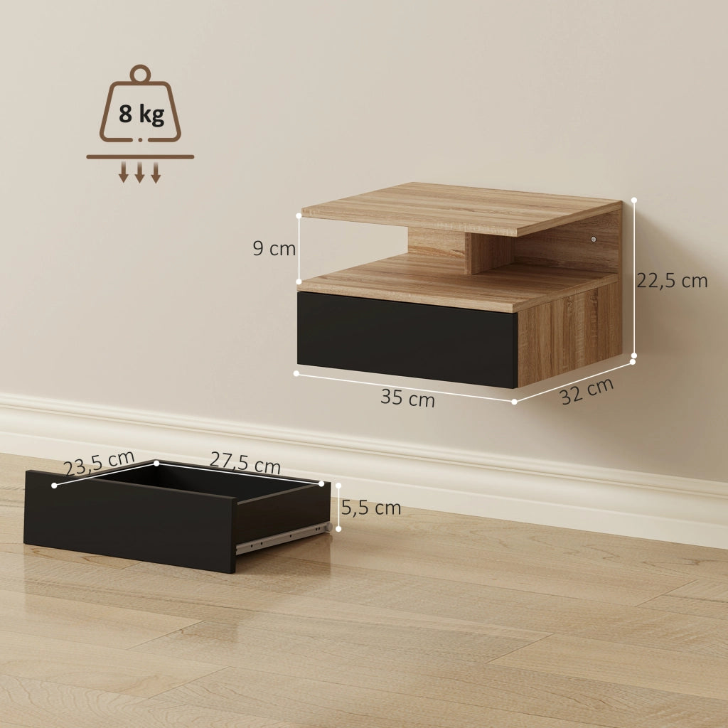 Tavolino da notte con cassetto ¨C Zephmum ¨C Robe e nero 35x32x22,5 cm
