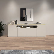 WHOUS Credenza Real con 4 ante e 1 vano aperto cashmere e rovere chiaro 200x40x80 cm