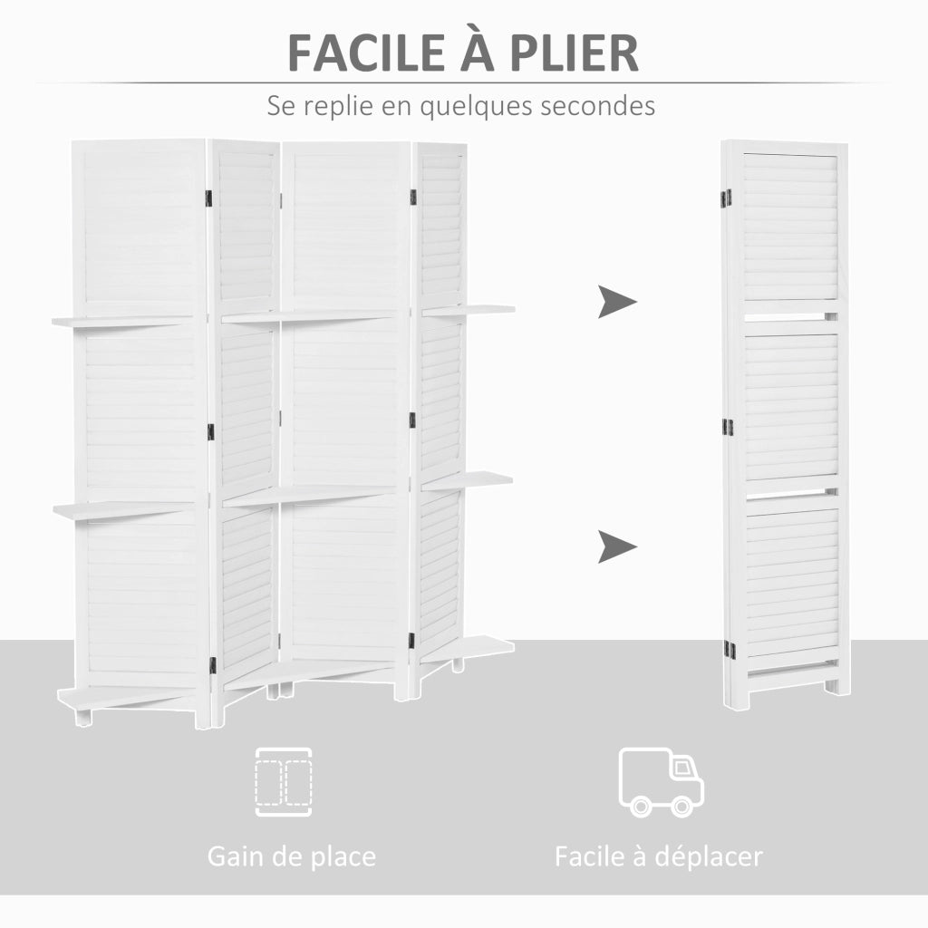 Paravent in legno 4 ante ¨C zephmum ¨C bianco 160x170 cm