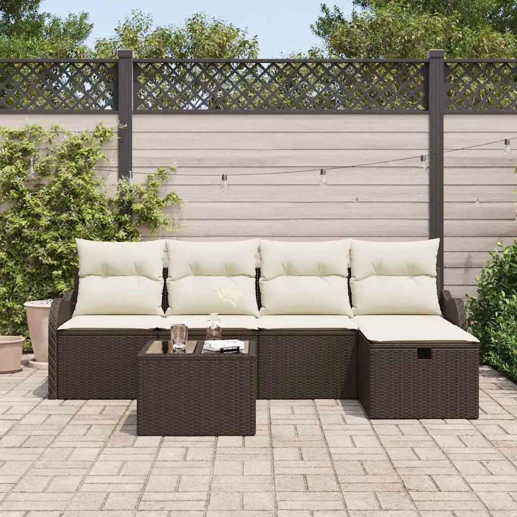 Set Divano da Giardino con cuscino 6 pcs Marrone Poly Rattan 3360299