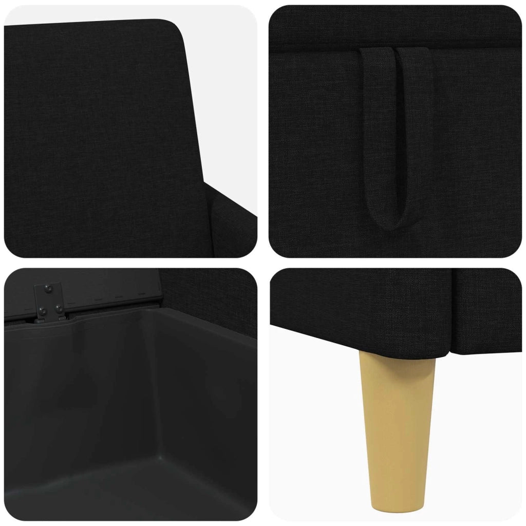 Set di Divani con Storage 2 pz Nero Poliestere 3429234