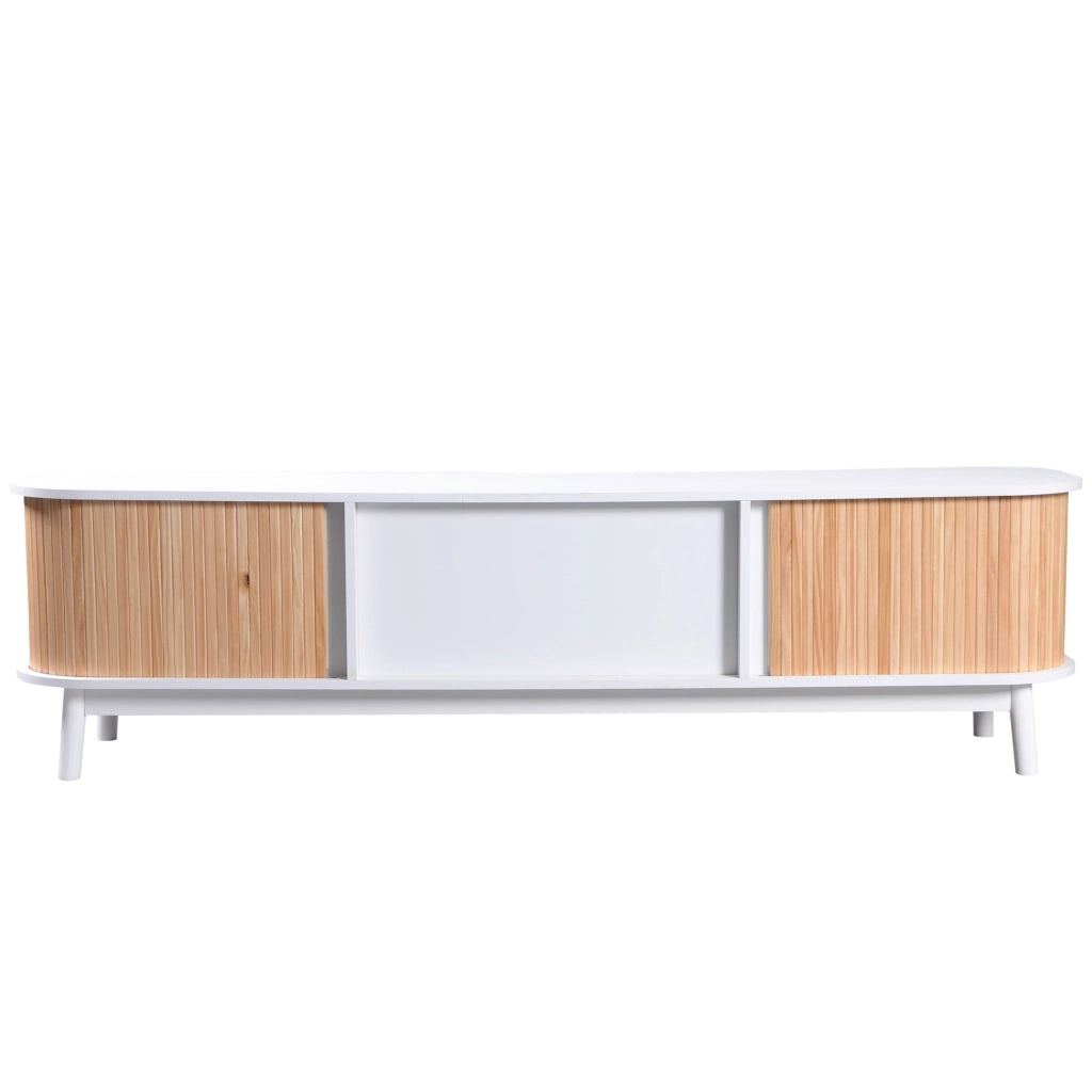 Mobile TV con 2 Ante e 2 Cassetti in Rattan; Stile Naturale; Soggiorno; 170??39;5??46 cm; in MDF; Bianco
