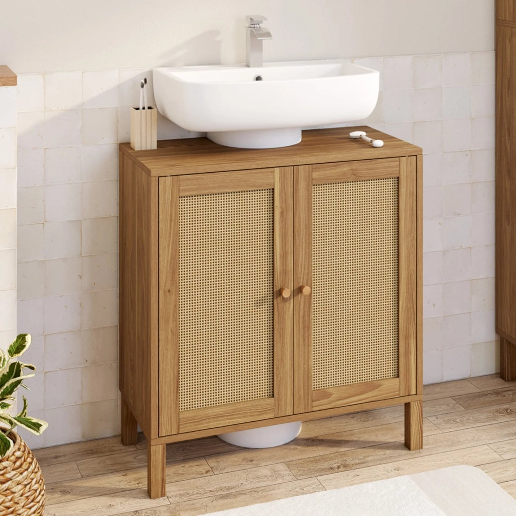 IDMarket - Mobile bagno HANAE effetto canna naturale