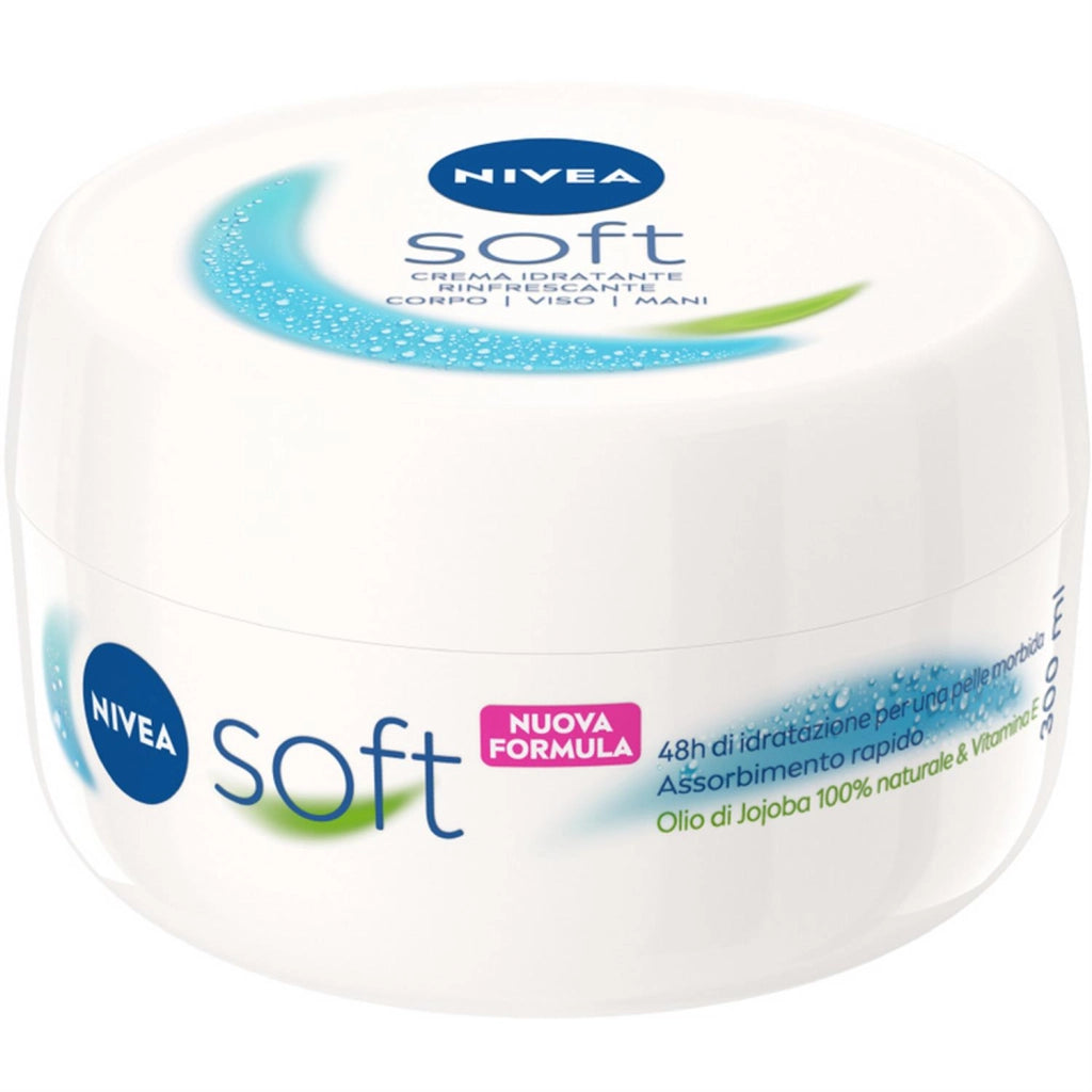 NIVEA CREMA SOFT 300ML NUOVA FORMULA IDRATANTE E RINFRESCANTE PER CORPO VISO CORPO E MANI